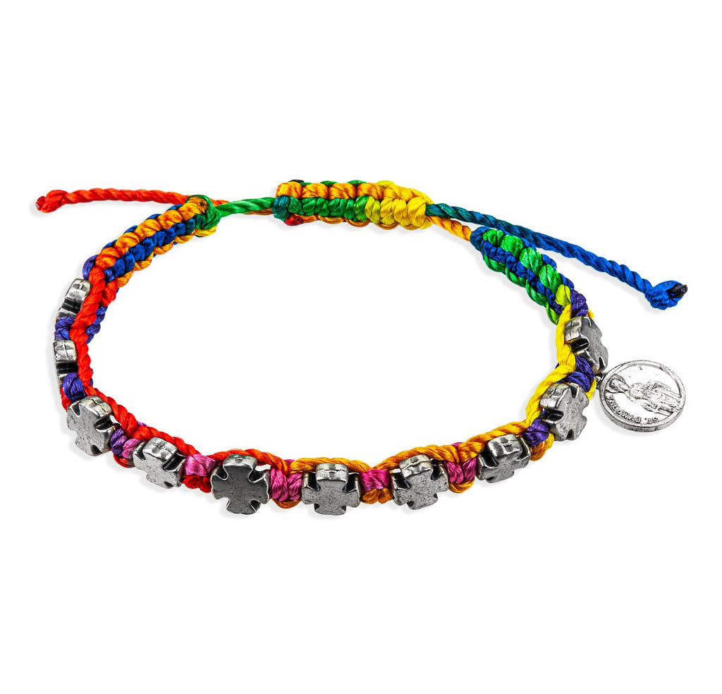 Cross Shaped Bead Cord Rosary Bracelet