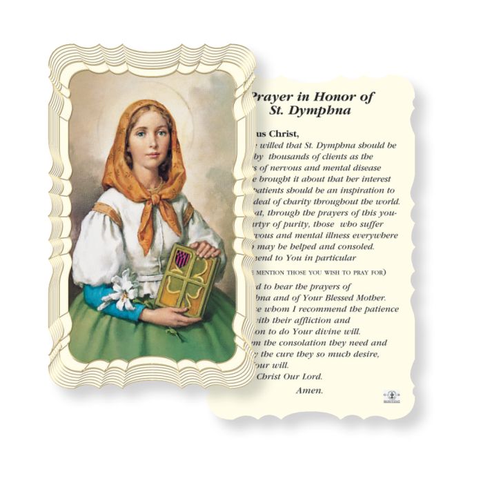 St Dymphna Holy Card Linen Finish