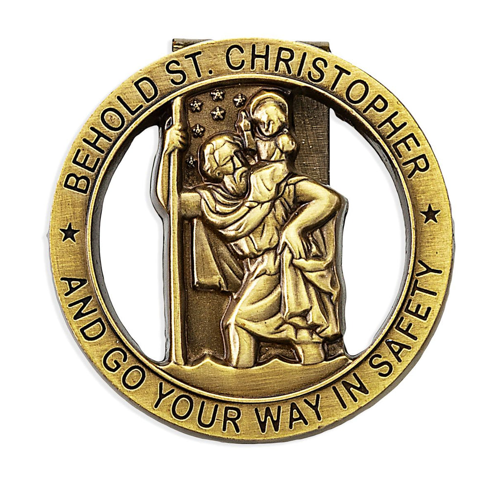 St Christopher Round Auto Visor Clip