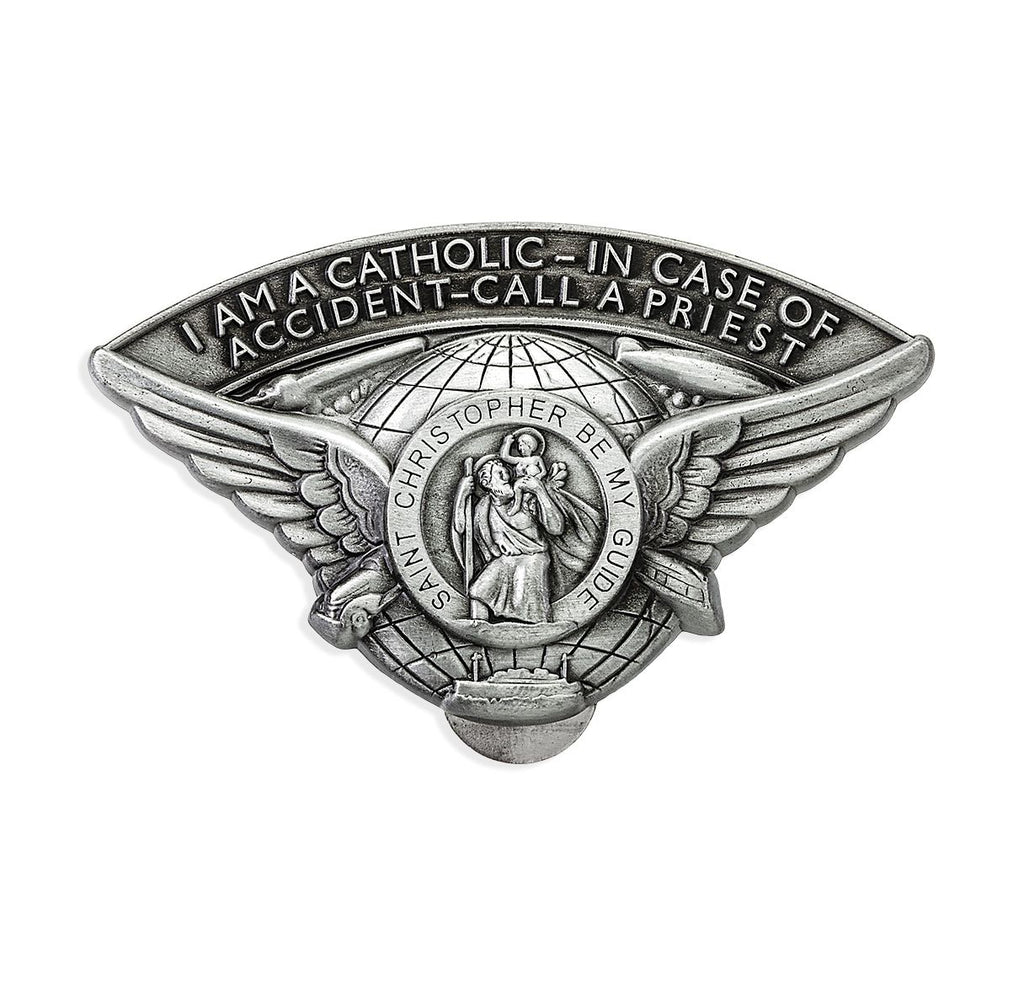 Winged St Christopher Over The Globe Auto Visor Clip