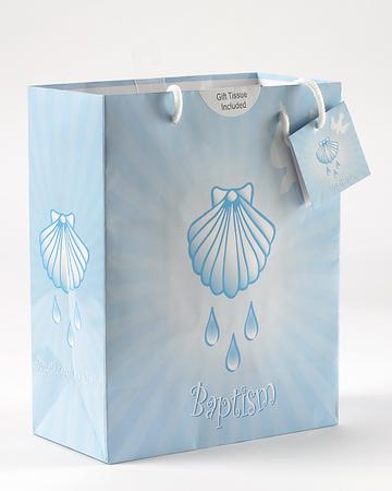 Small Blue Baptism Gift Bag w/ Tissue