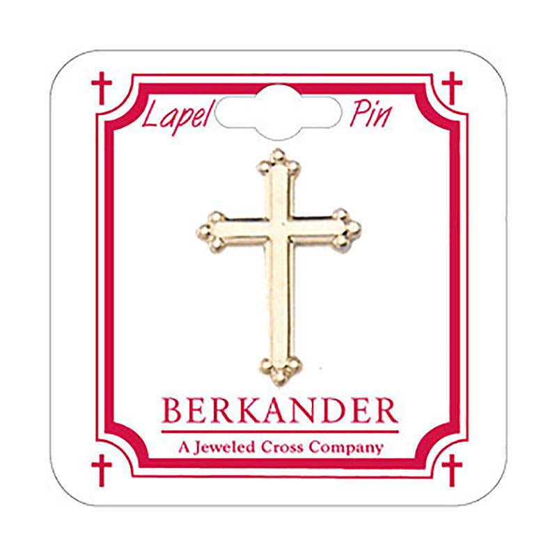 Medium Gold Budded Cross Lapel Pin