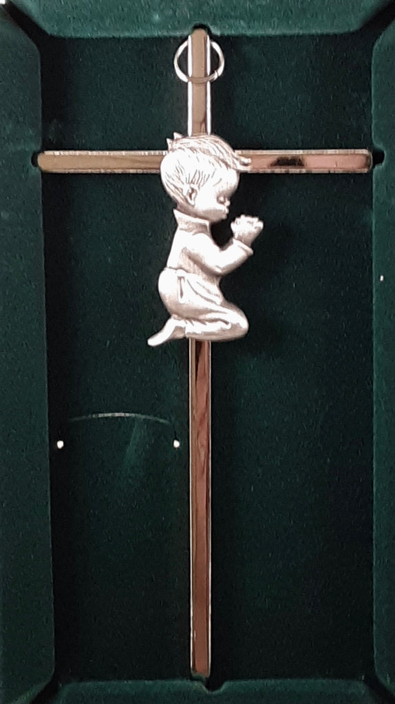 Silver Boy Kneeling Cross