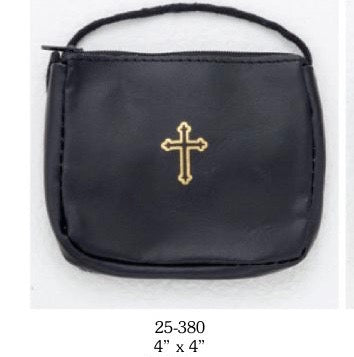 Large Black Leather Expandable Burse