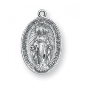 Sterling Silver Oval Miraculous Medal w/18" Chain