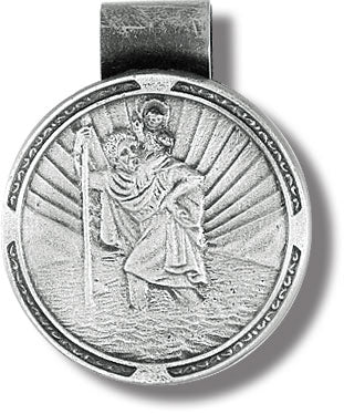 St Christopher Round Auto Visor Clip