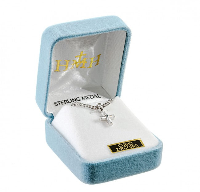 Small Sterling Silver Cubic Zirconia Cross
