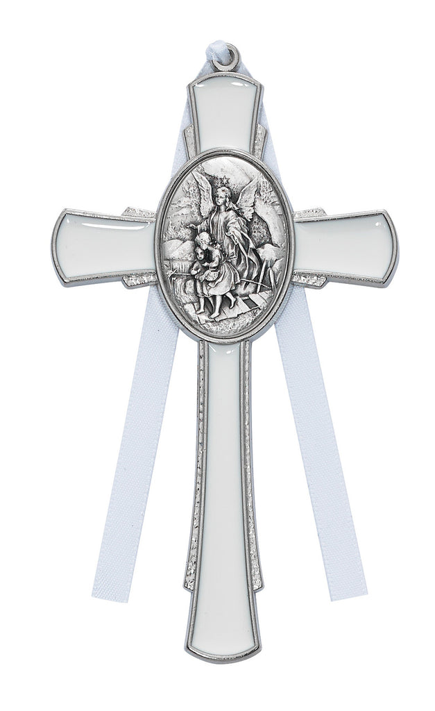 4 1/2" White Guardian Angel Cross