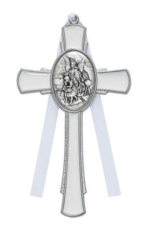 4 1/2" White Guardian Angel Cross