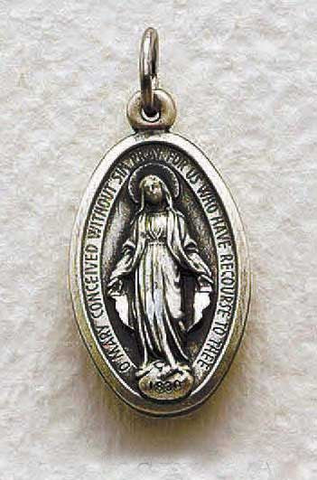 Sterling Silver Miraculous Medal with Chain