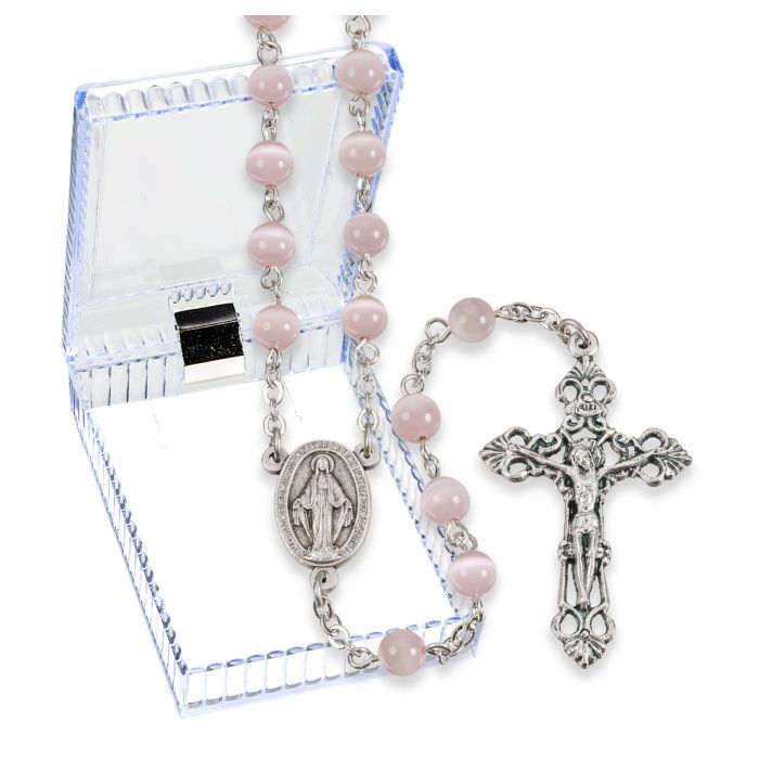 Pink Round Glass Bead 6mm Rosary