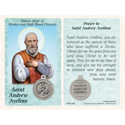 St Andrew Avellino Prayer Card w/ Medal