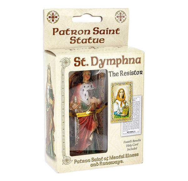 4" Cold Cast Resin Hand Painted St Dymphna Statue