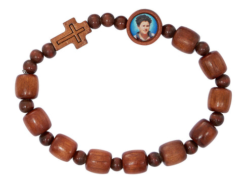 Carlo Acutis Wood Stretch Rosary Bracelet