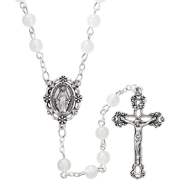 White Plastic Bead Rosary