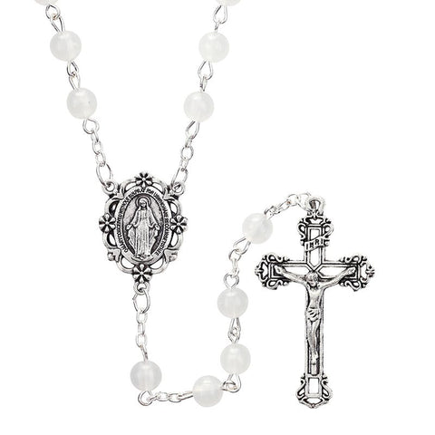 White Plastic Bead Rosary