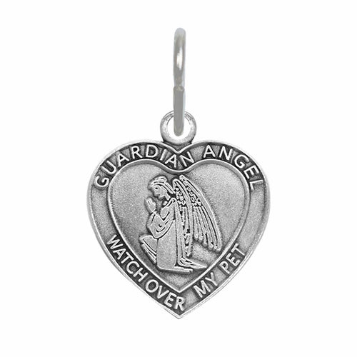 Guardian Angel Heart Pet Medal-Pewter