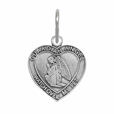 Guardian Angel Heart Pet Medal-Pewter