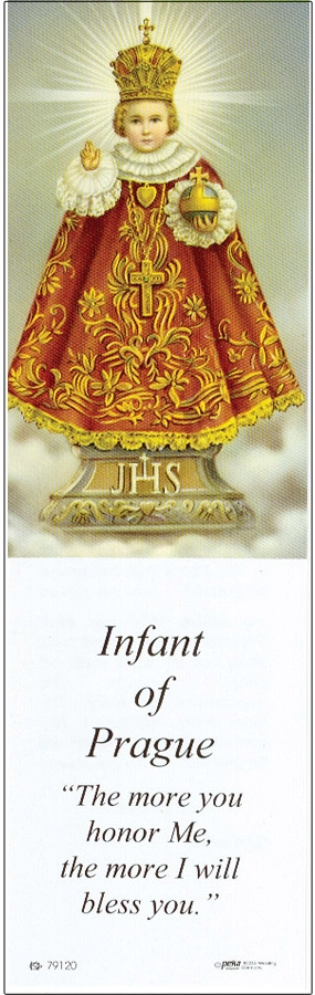 Infant of Prague laminated bookmark with tassel