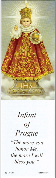 Infant of Prague laminated bookmark with tassel