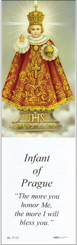 Infant of Prague laminated bookmark with tassel