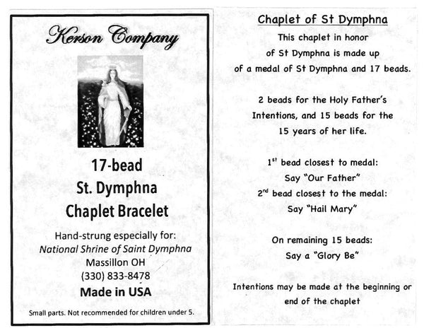 St Dymphna Chaplet Bracelet - CLICK PICTURE FOR AVAILABLE COLORS