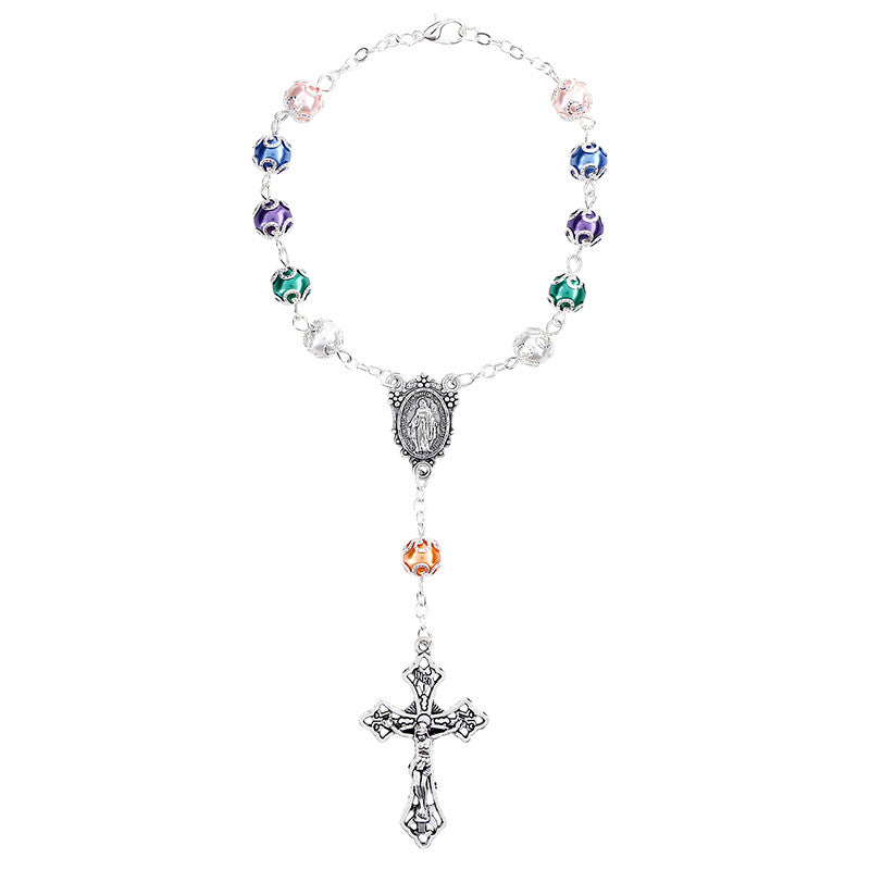 Multi Colored Pearl Auto Rosary