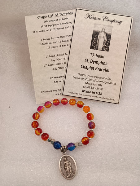 St Dymphna Chaplet Bracelet - CLICK PICTURE FOR AVAILABLE COLORS