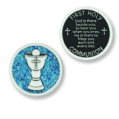 First Holy Communion Blue Epoxy Pocket Token