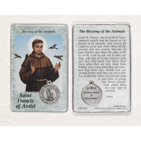 St Francis of Assisi Prayer Card with Medal