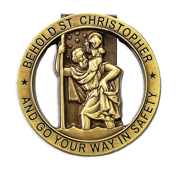St Christopher Round Auto Visor Clip
