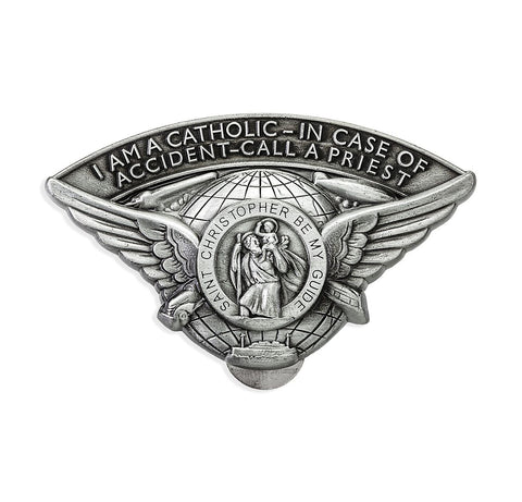 Winged St Christopher Over The Globe Auto Visor Clip