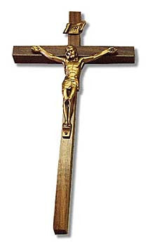 10" Walnut Wall Crucifix with Antique Gold Corpus.