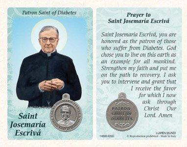 St Josemaria Escriva Prayer Card with Medal
