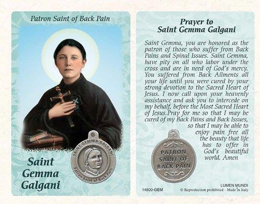 St Gemma Galgani Prayer Card with Medal