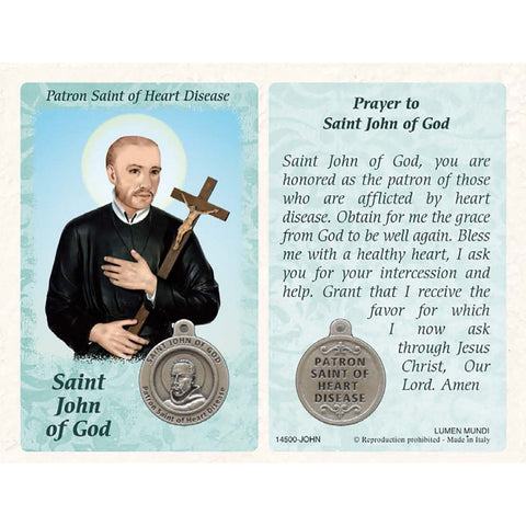 St John of God Prayer Card with Medal