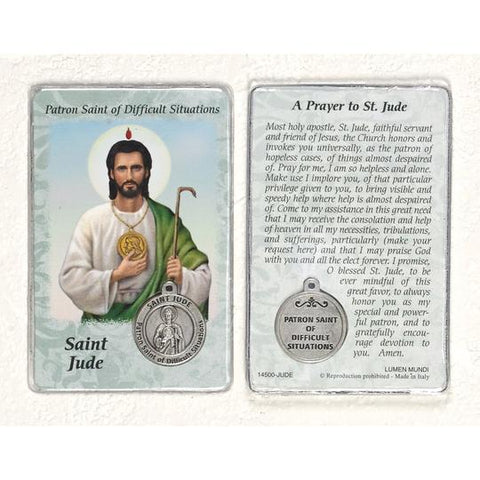 St Jude Prayer Card w/ Medal