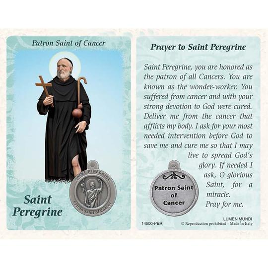 St Peregrine Prayer Card with Medal