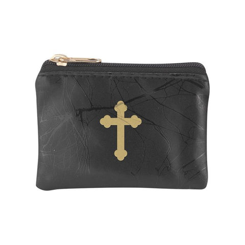 Black Veined Patent Leatherette Rosary Case