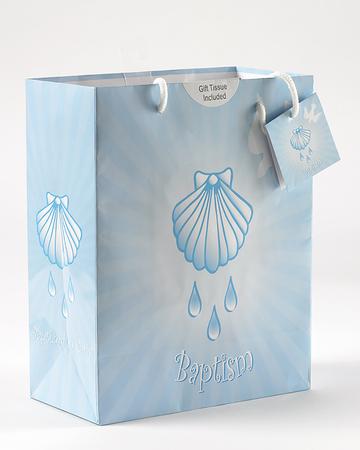 Large Blue Baptism  Gift Bag w/ Tissue