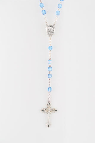 Blue Glass Bead Rosary.