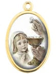 Oval Gold Communion Girl Picture Medal