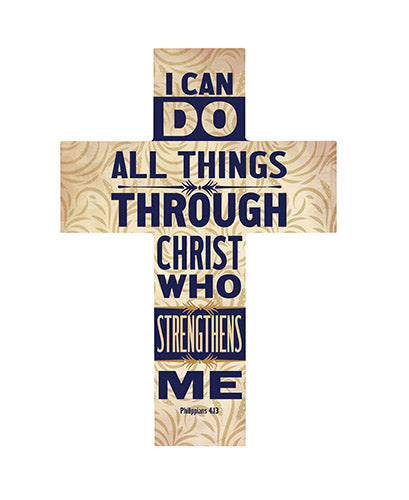 Inspirational 8" Wood Cross - Philippians 4:13