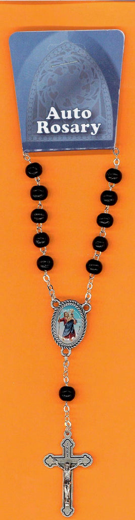 Black Wood St Christopher Auto Rosary