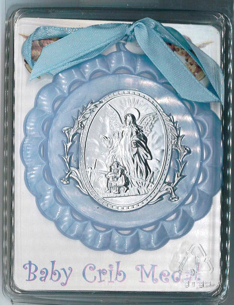 Blue Guardian Angel Crib Medal