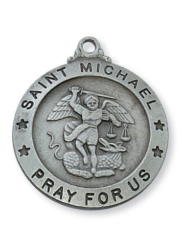 St Michael Pewter Medal w/24" chain
