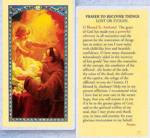 Prayer to Recover Things Lost or Stolen~St Anthony  LPC