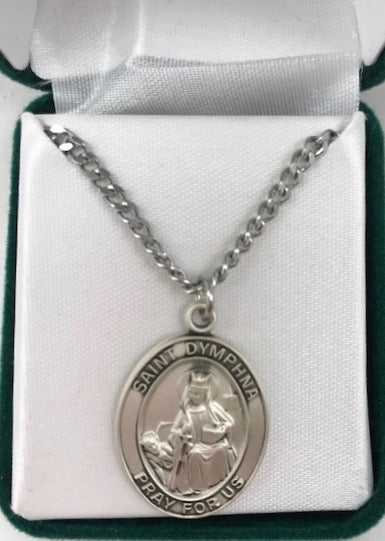 Large Oval Sterling Silver St Dymphna medal