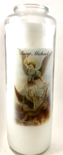 St Michael Glass Candle