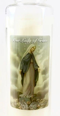 Our Lady of Grace Glass Candle